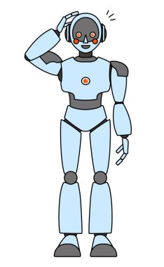 Basit android robot tüm vücut çizimi