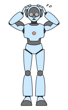 Basit android robot tüm vücut çizimi