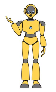 Basit android robot tüm vücut çizimi
