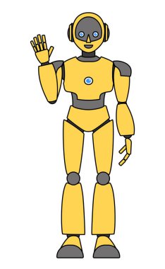 Basit android robot tüm vücut çizimi