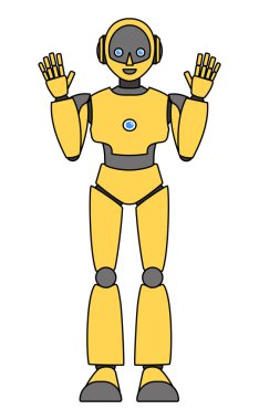 Basit android robot tüm vücut çizimi