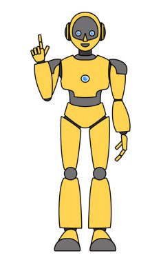 Basit android robot tüm vücut çizimi