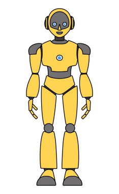 Basit android robot tüm vücut çizimi