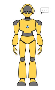 Simple android robot full body illustration clipart