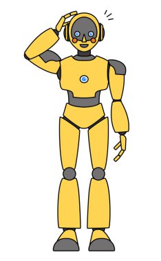 Basit android robot tüm vücut çizimi