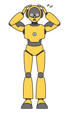 Basit android robot tüm vücut çizimi