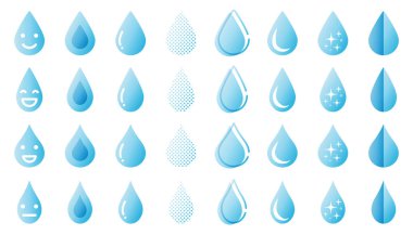 Çeşitli su damlası şekilli simgeler (açık mavi)