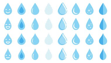 Çeşitli su damlası şekilli simgeler (açık mavi)