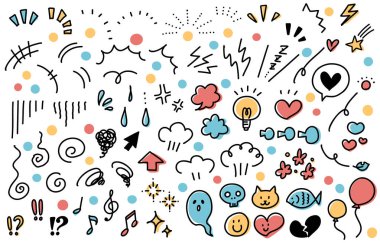 El yazısı duygusal ifade simgesi seti