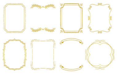 El çizimi Altın Dekoratif Çerçeve Ayarları (vektör)