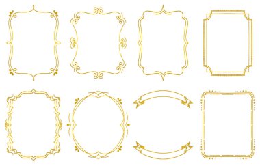 El çizimi Altın Dekoratif Çerçeve Ayarları (vektör)