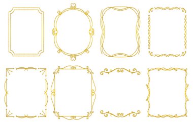El çizimi Altın Dekoratif Çerçeve Ayarları (vektör)