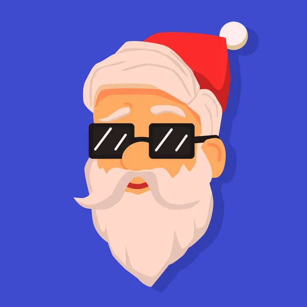 Cabeza Santa Claus Blanca Con Gafas Sol Cabeza Del Viejo — Vector de stock