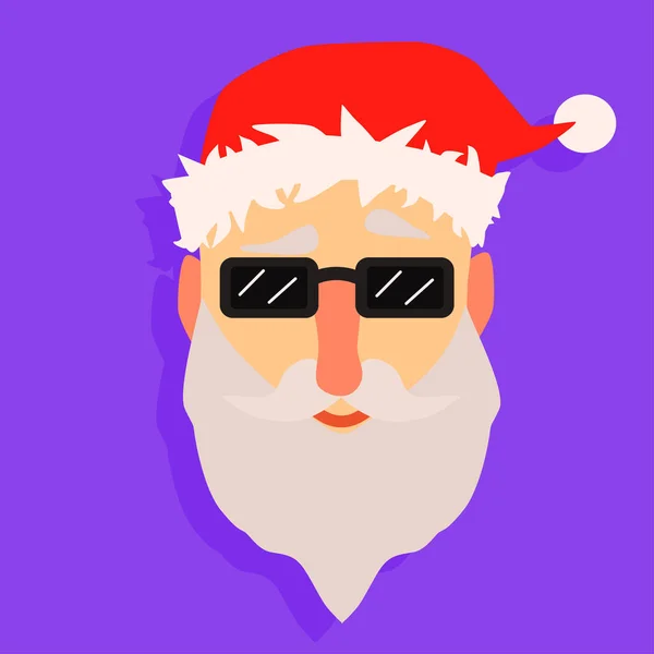 Cabeça Branca Papai Noel Com Óculos Sol Cabeça Homem Hipster —  Vetores de Stock