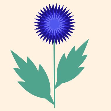 Blue aster flower in flat style. Chrysanthemum icon vector illustration.