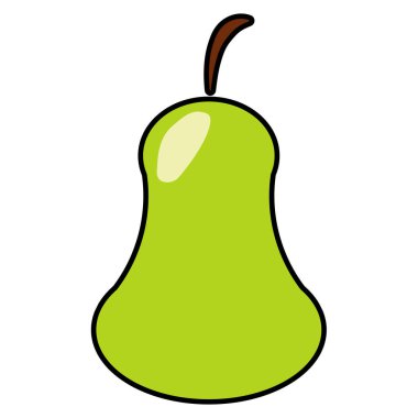 Sulu yeşil armut, düz ve siyah çizgili. Meyve ikonu, sağlıklı yiyecekler, bitkiler