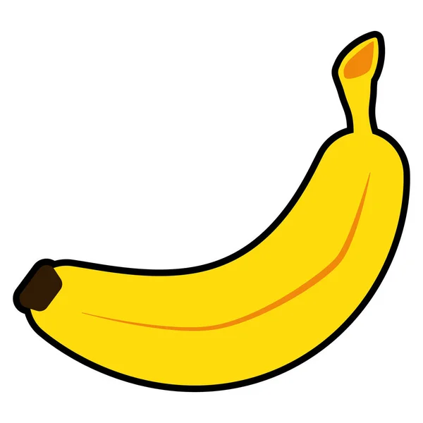 Plátano Amarillo Brillante Estilo Plano Simple Con Contorno Negro Icono — Vector de stock
