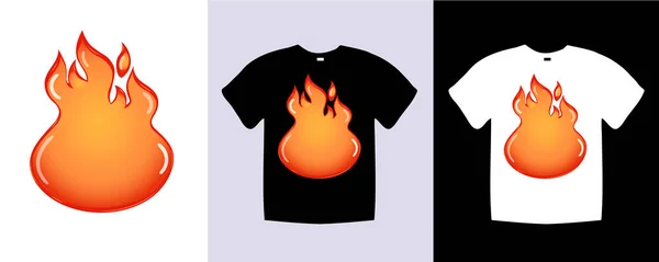 Lustiges Feuer Shirt Design Vorlagenvektorgrafik Trendige Bekleidung Modisch Mit Lächeln — Stockvektor