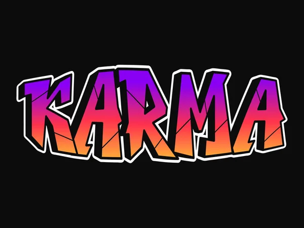Karma Kelimesi Psikedelik Graffiti Tarzı Harfler Vektör Karalama Çizimi Karikatür — Stok Vektör