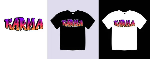 カルマのタイポグラフィTシャツのレタリングはデザインを引用する ヴィンテージスタイルのテンプレートベクトルアートイラスト テキストグラフィック黒と白のシャツで流行のアパレル — ストックベクタ