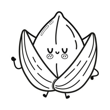 Komik sevimli, mutlu ayçiçeği karakterleri seti. Vector kawaii çizgi film stili çizimi. Sevimli ayçiçeği maskotu koleksiyonu, boyama kitabı için çizgi film çizimi