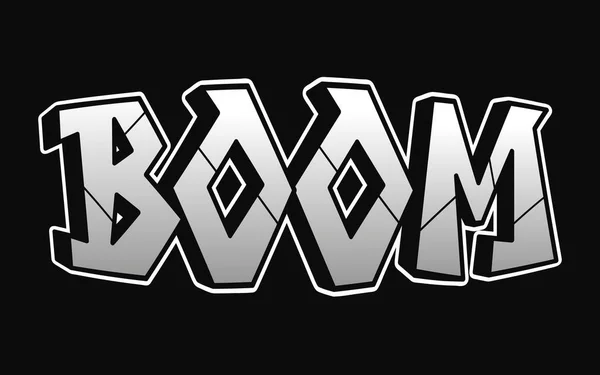 Иллюстрация Логотипа Boom Word Выполненная Вручную Стиле Фри Смешно Крутые — стоковый вектор