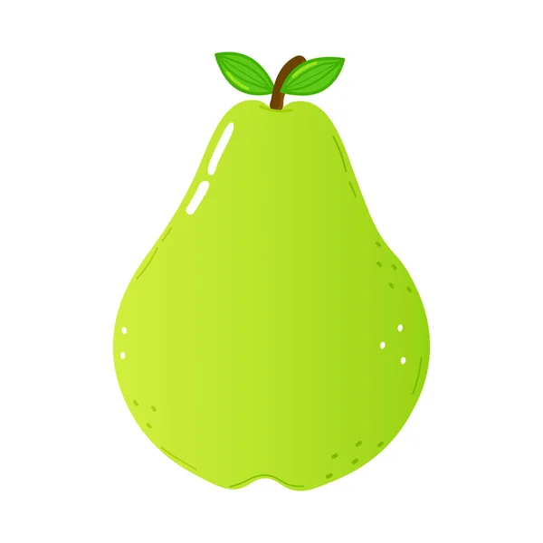 Cute Funny Green Pear Character Vector Hand Drawn Cartoon Kawaii — Stock Vector