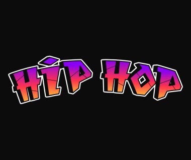 Hip hop kelime trippy psychedelic grafiti tarzı harfler. Vektör el çizimi karalama çizgi film logosu hip hop illüstrasyonu. Komik garip mektuplar, moda, tişört için graffiti tarzı baskı, poster.