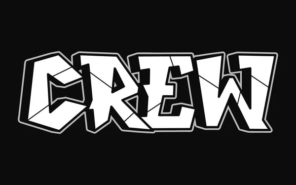 Crew Word Trippy Psychedelische Graffiti Stijl Letters Vector Hand Getekend — Stockvector