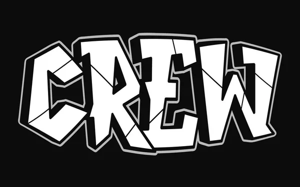 Crew Slovo Trippy Psychedelic Graffiti Styl Písmena Vector Ručně Kreslené — Stockový vektor