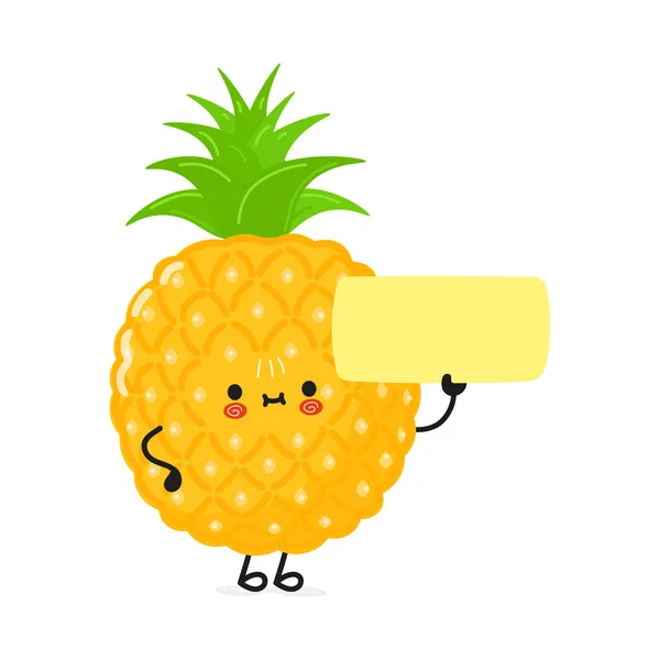 Pineapple Poster Character Vector Hand Drawn Cartoon Kawaii Character Illustration — Stock Vector