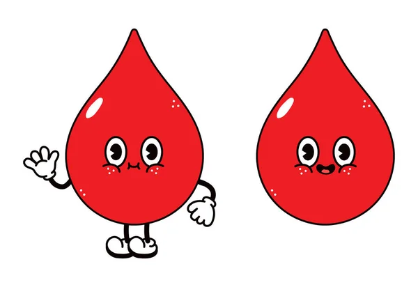 Χαριτωμένη Αστεία Σταγόνα Αίματος Κυματίζει Χαρακτήρα Χέρι Διάνυσμα Χέρι Που — Διανυσματικό Αρχείο