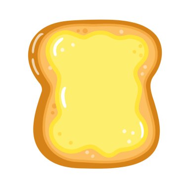 Tatlı komik dilimlenmiş tost ekmeği ve tereyağı karakteri. Vektör el çizimi çizgi film kawaii karakter çizimi simgesi. Beyaz arka planda izole edilmiş. Mutlu ekmek ve tereyağı karakteri kavramı