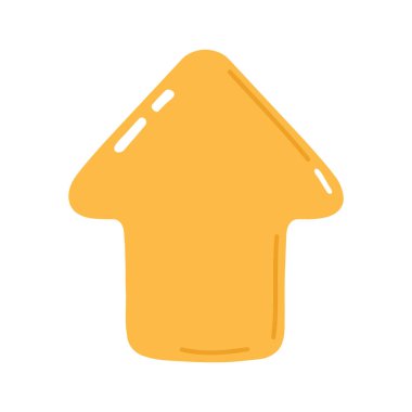 Sevimli komik sarı ok ikonu. Vektör el çizimi çizgi film kawaii karakter çizimi simgesi. İzole edilmiş beyaz arka plan. Sarı ok yukarı yönde