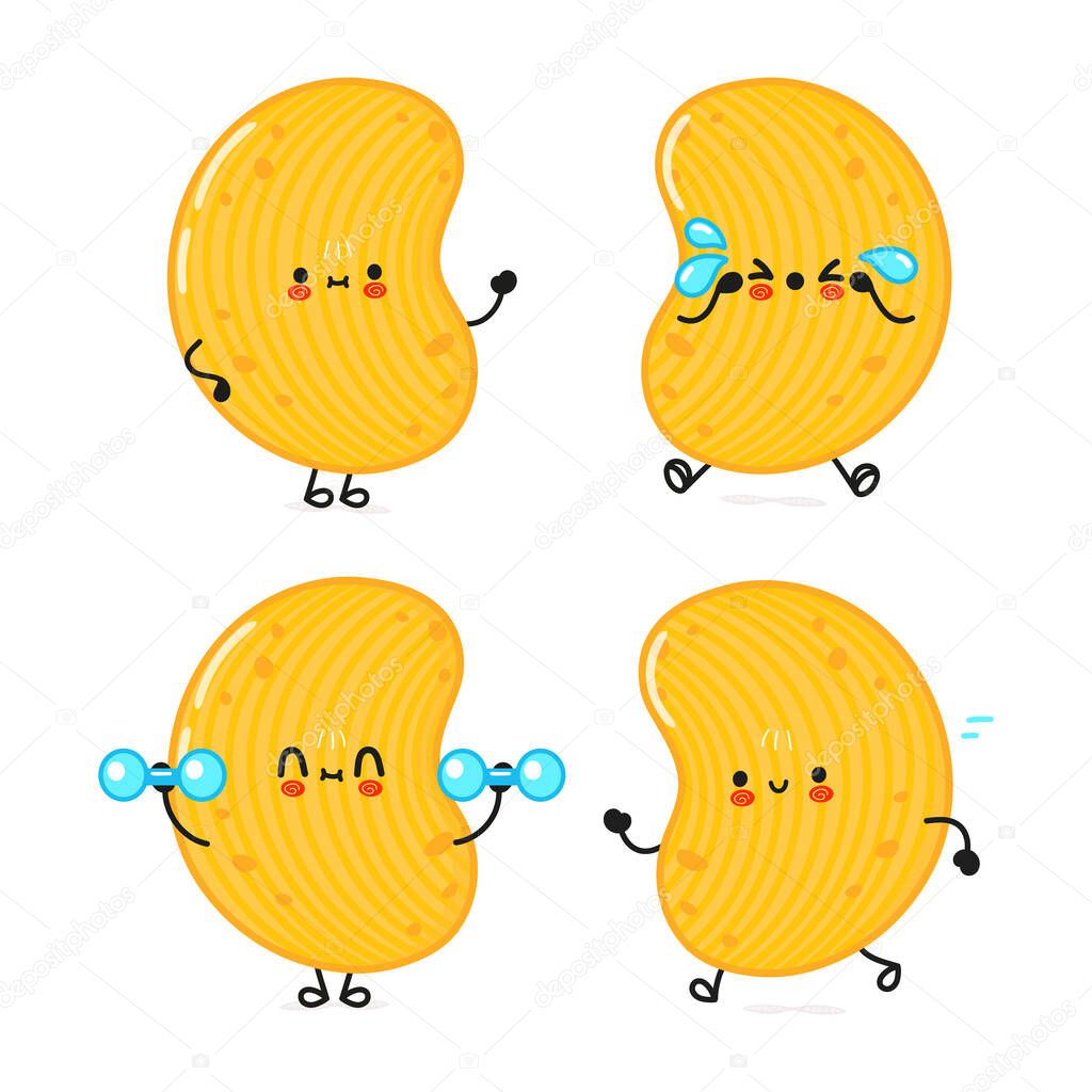 Funny cute happy chips characters bundle set. Vector hand drawn doodle style cartoon character illustration icon design. Cute chips mascot character collection