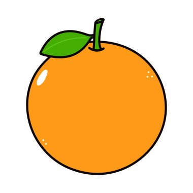 Sevimli komik portakal meyvesi karakteri. Vektör el geleneksel çizgi film klasiği, retro, kawaii karakter çizimi ikonu çizdi. Beyaz arka planda izole edilmiş. Turuncu meyve karakteri kavramı