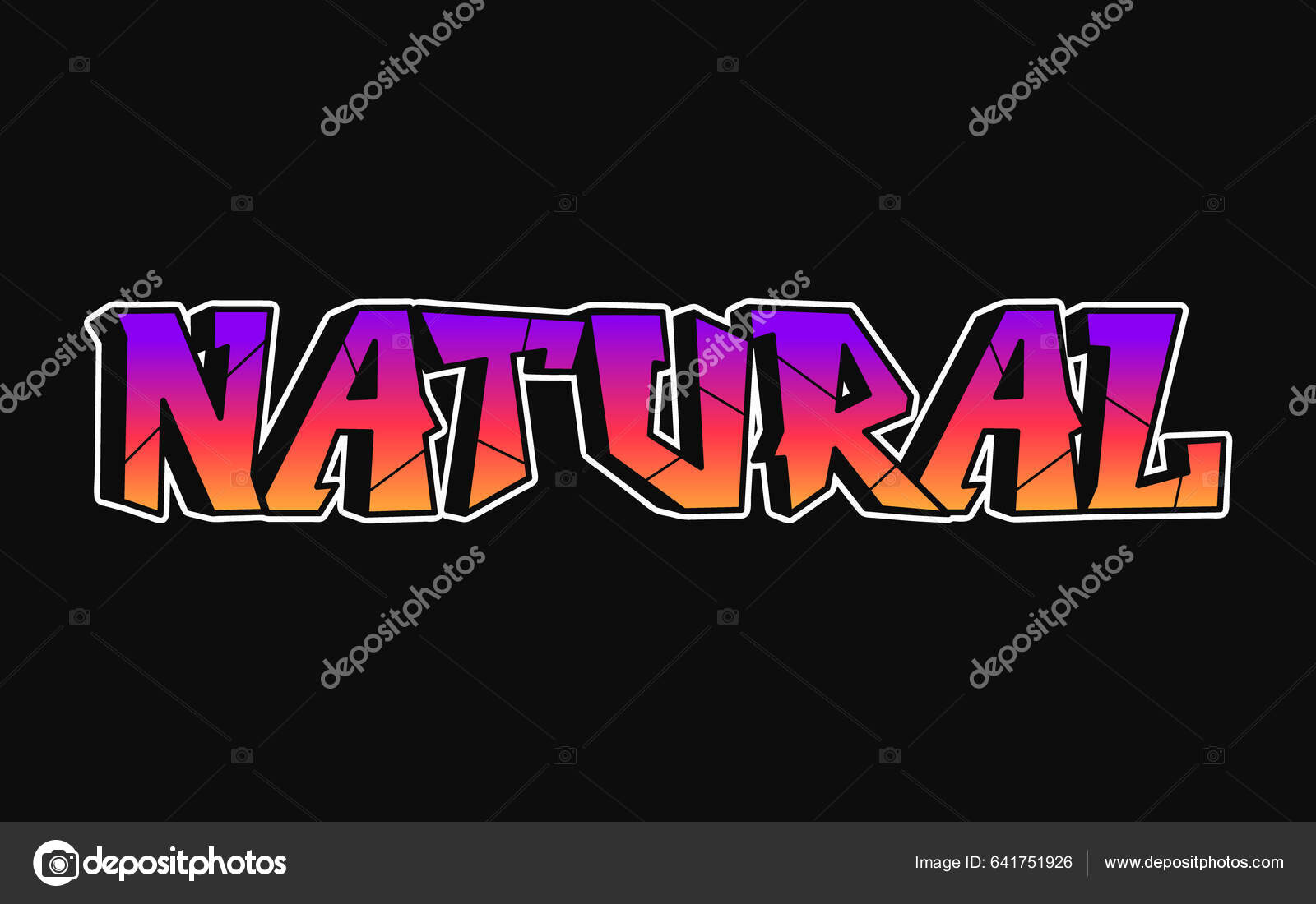 Natural Word Trippy Psychedelic Graffiti Style Letters Vector Hand ...