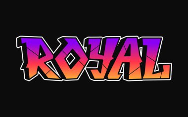 Royal word trippy psychedelic graffiti tarzı harfler. Vektör el çizimi karalama çizgi film logosu Royal Illustrasyon. Komik garip mektuplar, moda, tişört için graffiti tarzı baskı, poster konsepti.