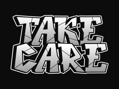 Grafiti stili harflere dikkat et. Vektör el çizimi karikatür logosu illüstrasyonu. Komik. Dikkat mektupları, moda, tişört için graffiti tarzı baskı, poster konsepti.