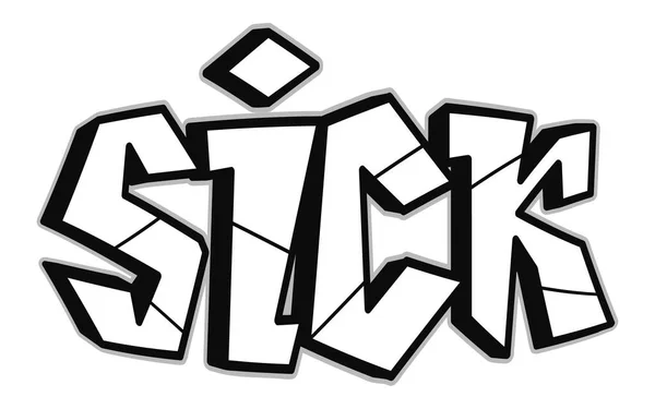 Palabra Enferma Trippy Letras Estilo Graffiti Psicodélico Vector Dibujado Mano — Archivo Imágenes Vectoriales