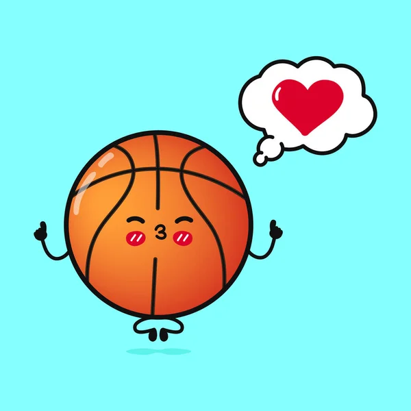 Cute Funny Basketball Doing Yoga Speech Bubble Vector Hand Drawn — Stock Vector