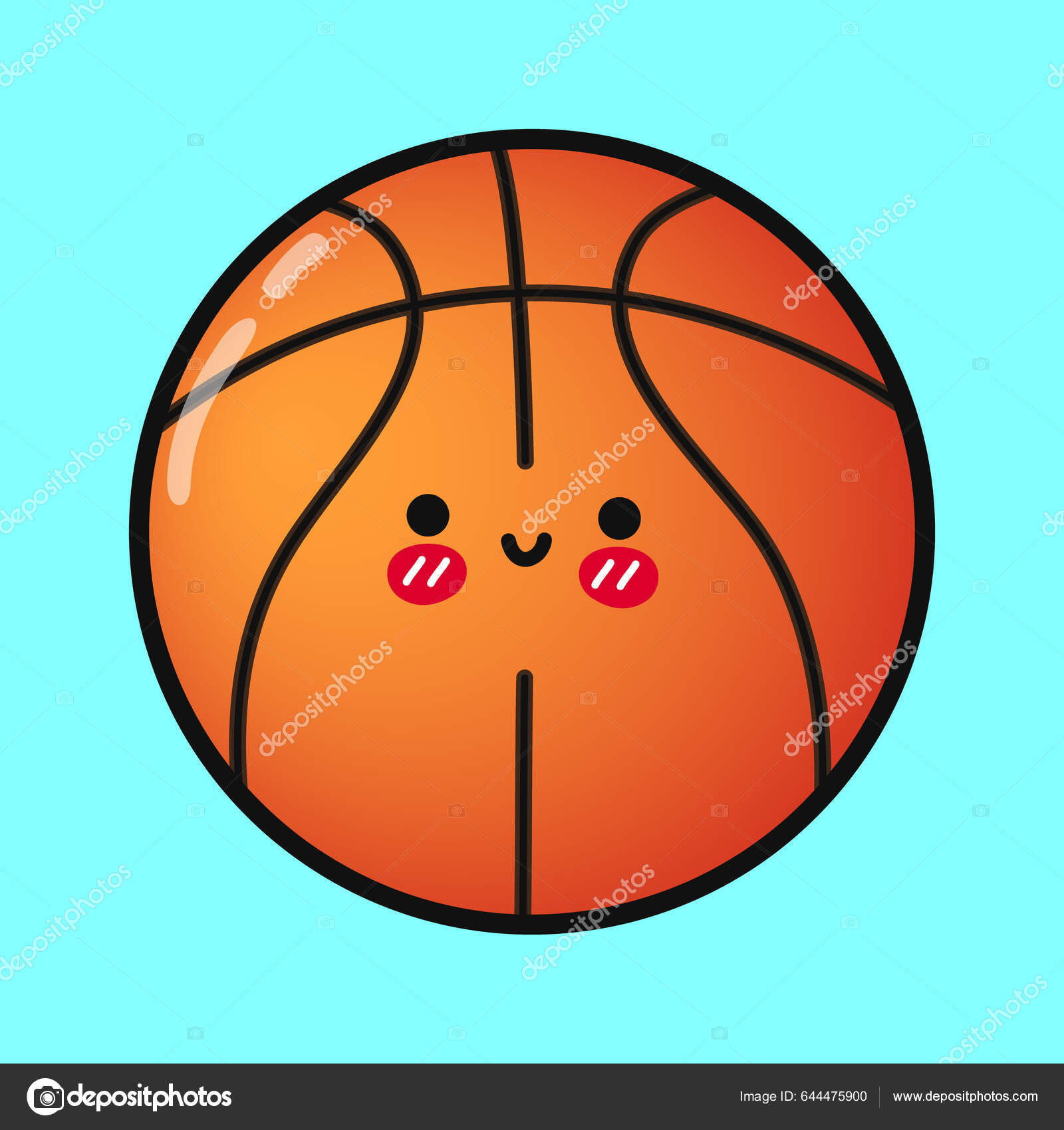 Desenho Animado Bonito Uma Bola Basquete imagem vetorial de