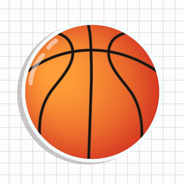 Симпатичный Забавный Баскетбольный Стикер Изолированный Заднем Плане Концепция Счастливого Шарика — стоковый вектор
