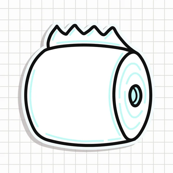 Niedliche Toilettenpapier Aufkleber Vector Handgezeichnete Karikatur Kawaii Charakter Illustration Symbol — Stockvektor