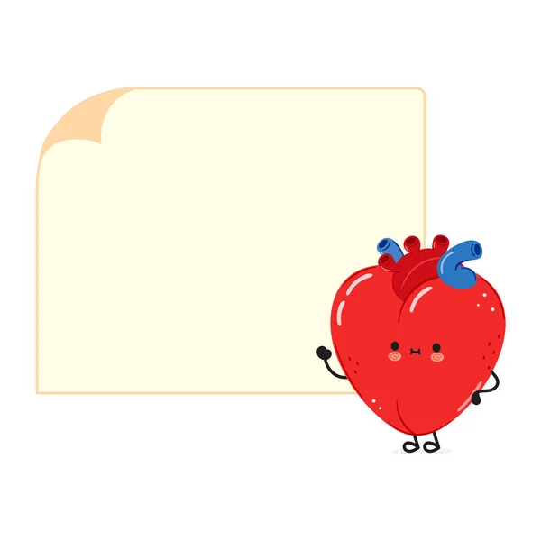 Heart Organ Poster Character Vector Hand Drawn Cartoon Kawaii Character — Stock Vector