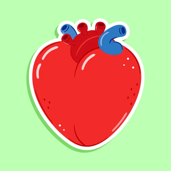 Χαριτωμένο Αστείο Αυτοκόλλητο Καρδιά Όργανο Εικονίδιο Διάνυσμα Χέρι Ζωγραφισμένα Κινούμενα — Διανυσματικό Αρχείο