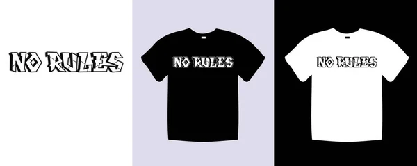 ルールはありませんタイポグラフィTシャツのレタリング引用デザイン ヴィンテージスタイルのテンプレートベクトルアートイラスト 黒と白のシャツにテキストグラフィックと流行のアパレル — ストックベクタ