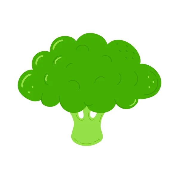 Carino Divertente Icona Broccoli Vettore Disegnato Mano Cartone Animato Kawaii — Vettoriale Stock