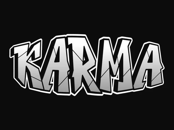 Karma Palabra Trippy Psicodélico Graffiti Estilo Letters Vector Dibujado Mano — Archivo Imágenes Vectoriales