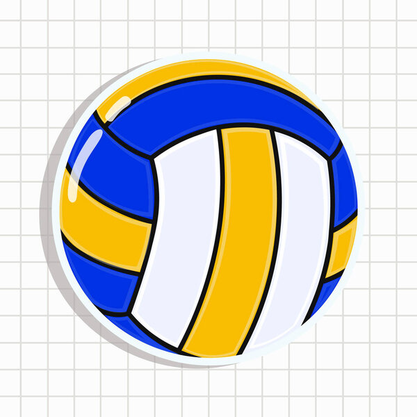 Cute funny volleyball sticker. Vector hand drawn cartoon kawaii character illustration icon. Isolated on background. Happy Volleyball ball sticker character concept